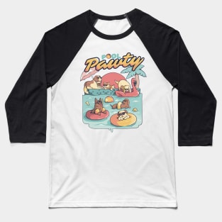 Pool Pawty - Cute Summer Dog Gift Baseball T-Shirt